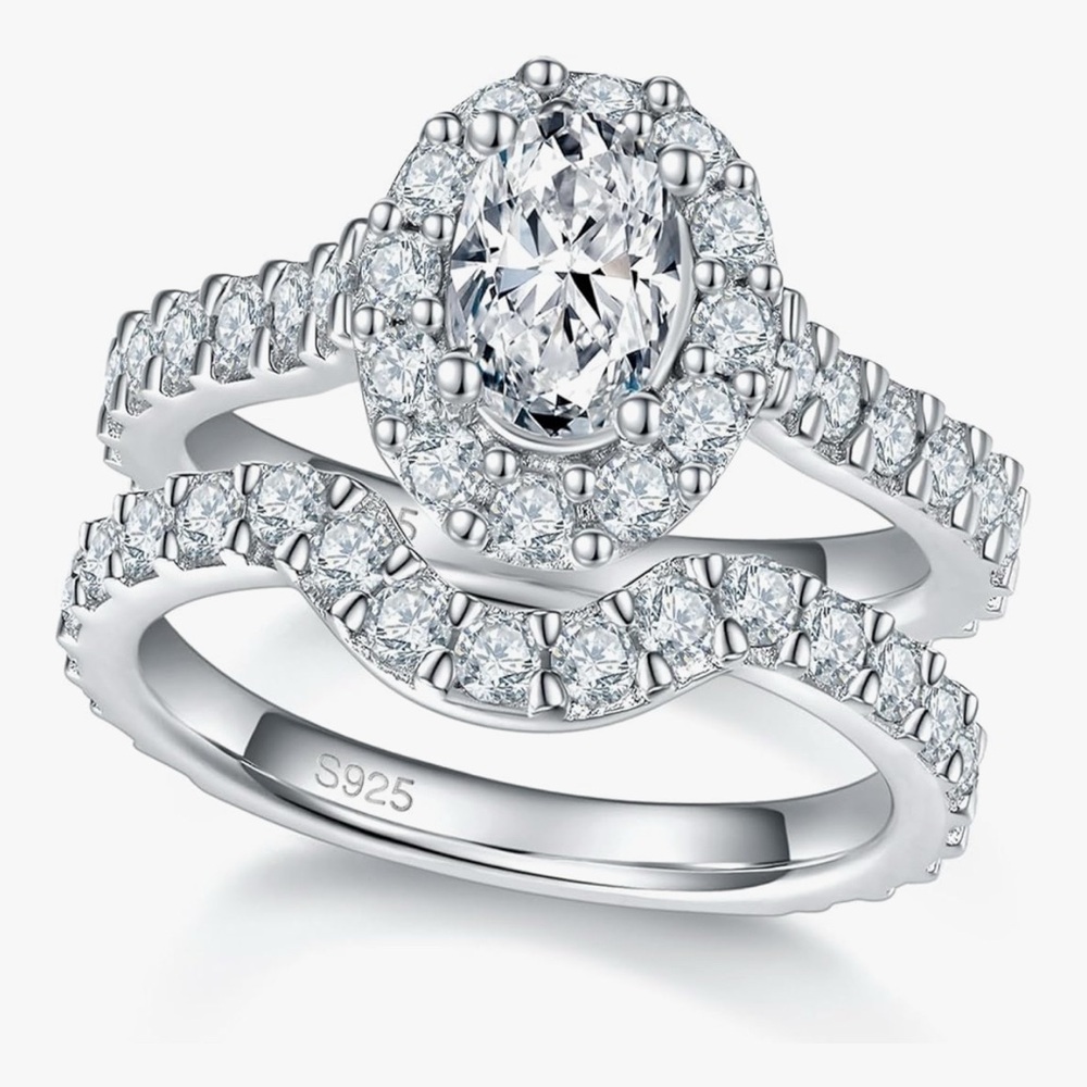 Oval Cut Wedding Set 1 ct Center Stone Size 6